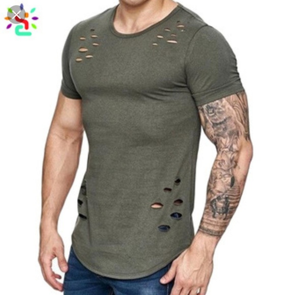 Other - 👕Mens Hooded Distressed Shirt XXL - READ